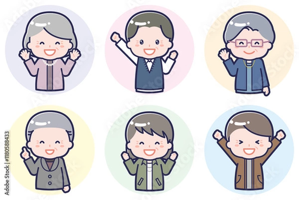 Fototapeta いろいろな人物セット_喜び__シニア