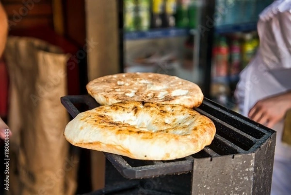 Obraz Fresh bread on a grille