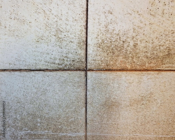 Fototapeta Accumulated dirt on the walls and floor in the bathroom.