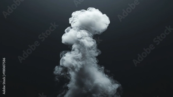 Obraz 54.An elegant and simple render of a single cloud against a black background, with a focus on its soft, ethereal texture. The cloud appears almost like a puff of smoke, with gentle gradients of white