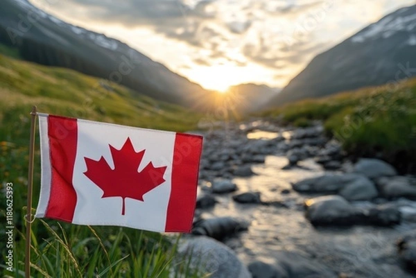 Obraz Canadian flag celebration, national pride, heritage highlighted through vibrant displays, honoring values, history associated with Canada while promoting unity, cultural appreciation.