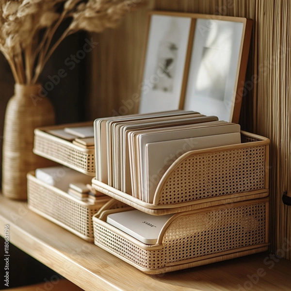 Obraz Rattan Organizer for Streamlined Web Store Photography and Efficient Storage