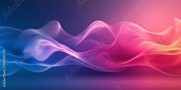 Fototapeta magenta and blue blurred abstract waves design, background texture, Generative AI