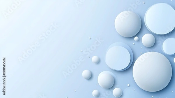 Fototapeta Abstract Blue Background with White Spheres and Circles