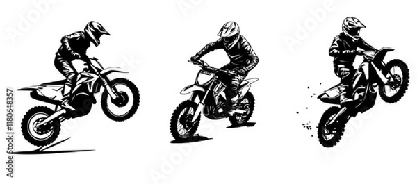 Obraz silhouettes of man riding on motocross vector design