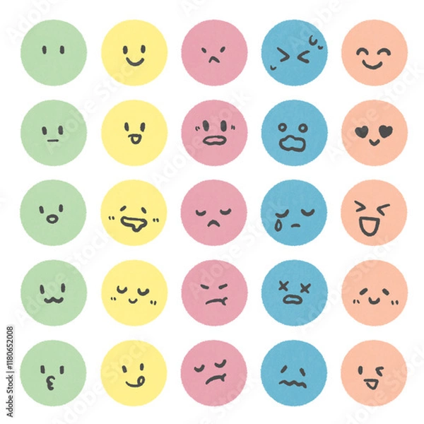 Fototapeta 丸い表情アイコンセット