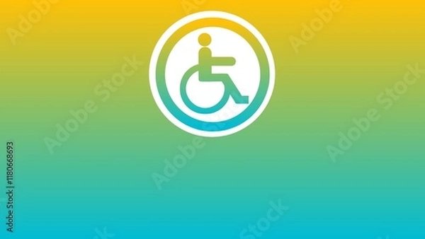 Obraz Simple handicap Modern graphic web banner colorful template concept flat design geometric illustration with clear copy space for text on a horizontal gradient background for presentation