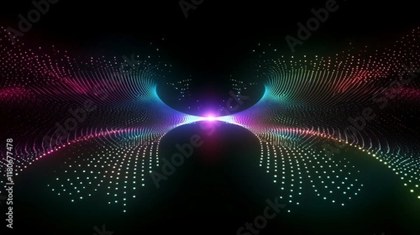 Fototapeta Abstract Colorful Light Particle Tunnel Design