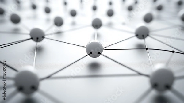 Fototapeta Abstract Network of Connected Spheres Representing Technology and Data