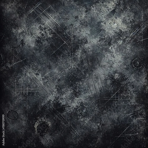 Obraz Black scratched metal texture surface. Generative AI
