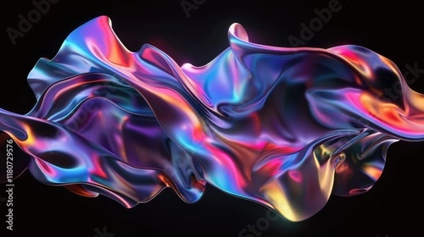 Fototapeta rendering of colorful abstract fluid shapes.Lines background with dark blue colors.