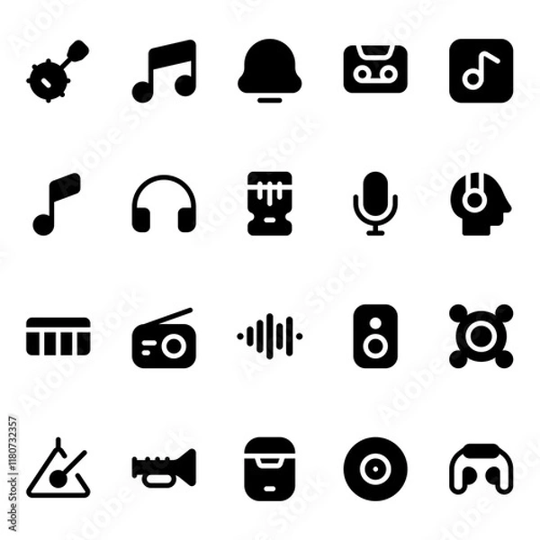 Fototapeta Music audio solid style, perfect for user interface projects
