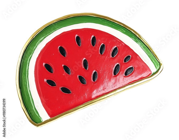 Fototapeta Juicy Watermelon Slice for Summer Snacks Isolated on White Background