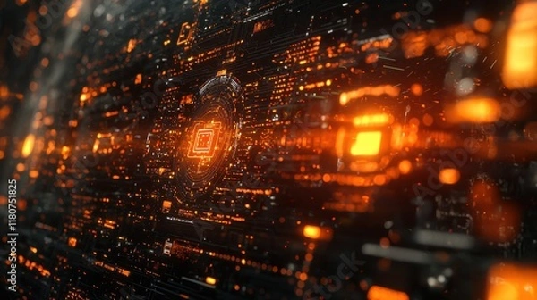 Fototapeta Visualizing internet banking security high fidelity glowing shi design in a digital environment