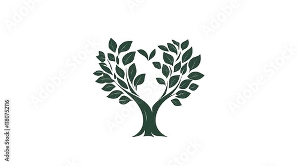 Fototapeta Heart Shaped Tree With Lush Green Leaves