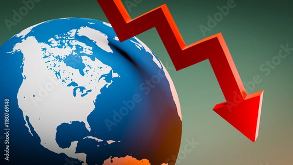 Obraz Economy and Stockmarket crisis and fallen concepts.3d rendering