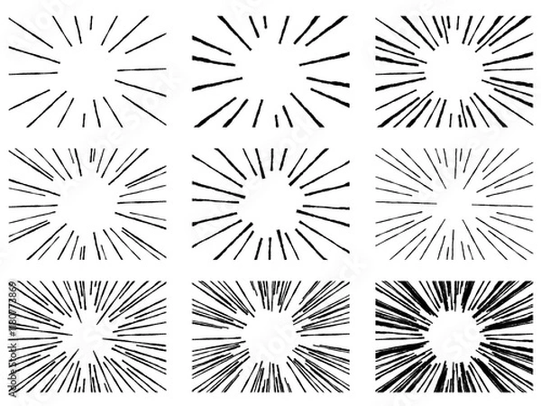 Obraz ラフな線の漫画風集中線の素材