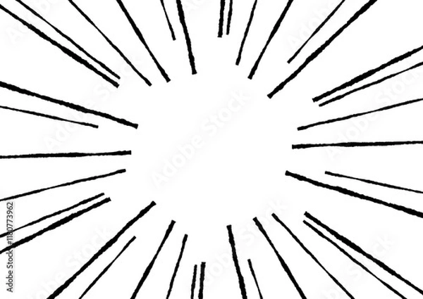 Obraz ラフな線の漫画風集中線の素材