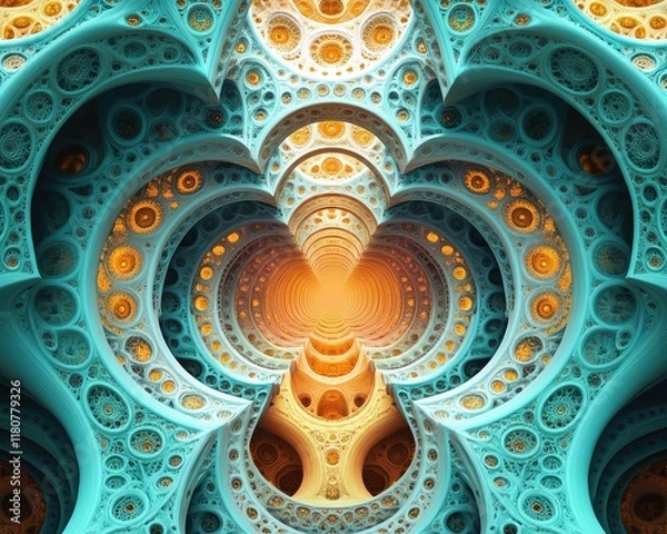 Fototapeta Intricate fractal design with vibrant colors and swirling patterns.