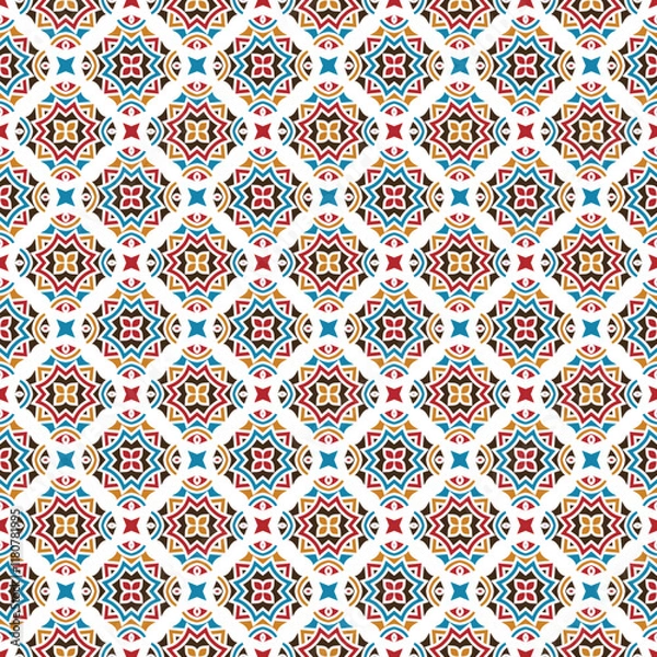 Fototapeta luxury seamless vector colorful pattern. Arabic Islamic floral or linear flower tile tribal pattern for Wedding invitation card