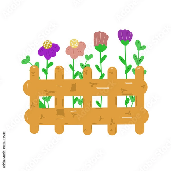 Obraz fence with flowers