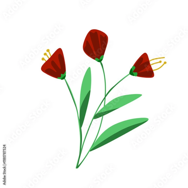 Obraz Red flowers and leaf 