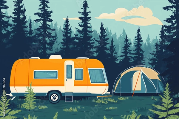 Obraz Midcentury Camping