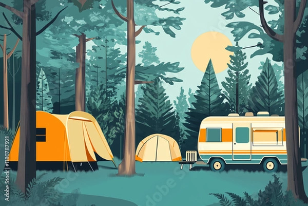 Obraz Midcentury Camping