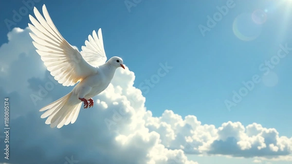 Fototapeta sky funeral background with white dove copy space for text new image
