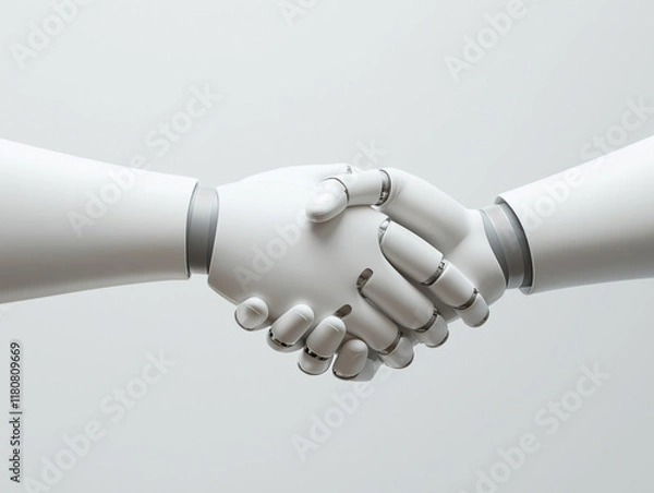 Fototapeta Robotic Handshakes: A Symbol of the Future of Business Agreements and Trust in AI-Driven Collaboration and Innovation