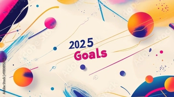 Fototapeta Elegant 2025 Goal Setting on a Wooden Desk with Soft Lighting and Cozy Atmosphere