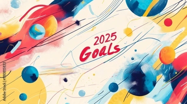Fototapeta Elegant 2025 Goal Setting on a Wooden Desk with Soft Lighting and Cozy Atmosphere