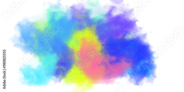 Fototapeta multicolored smoke of blue, yellow and pink colors isolated on transparent background
