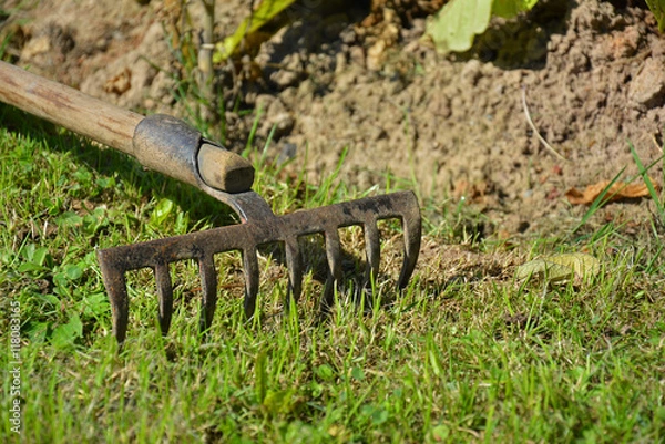 Obraz Harke mit Beet