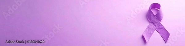 Fototapeta Soft Lavender Gradient Background with Ribbon Shadow, shadow, cancer awareness