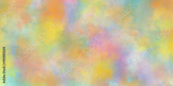 Obraz Watercolor paper texture background with cloudy stains and splashes, multicolor pastel rainbow gradient colors watercolor grunge texture, abstract colorful mixed color soft watercolor background.