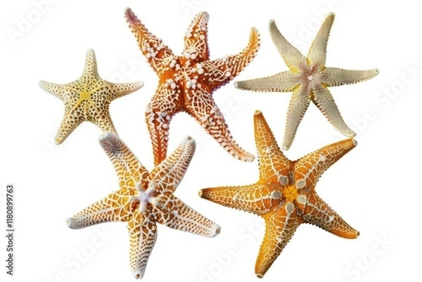 Fototapeta High Detail Image of Decorative Set of Starfishes Isolated on a White Background