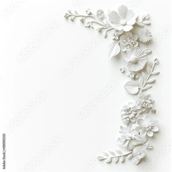 Fototapeta A white frame with a flowery border