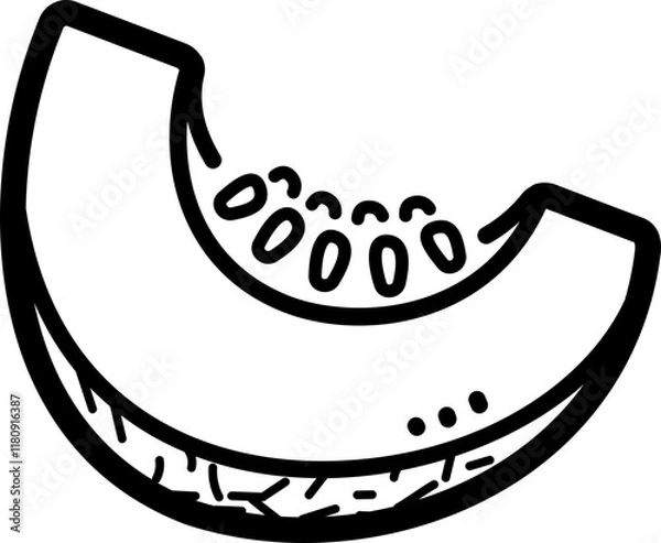 Obraz Melon slice doodle vector icon and illustration
