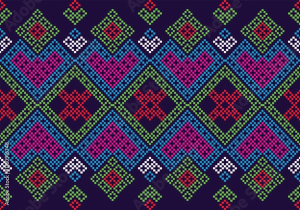 Fototapeta Seamless pixel geometric pattern design.