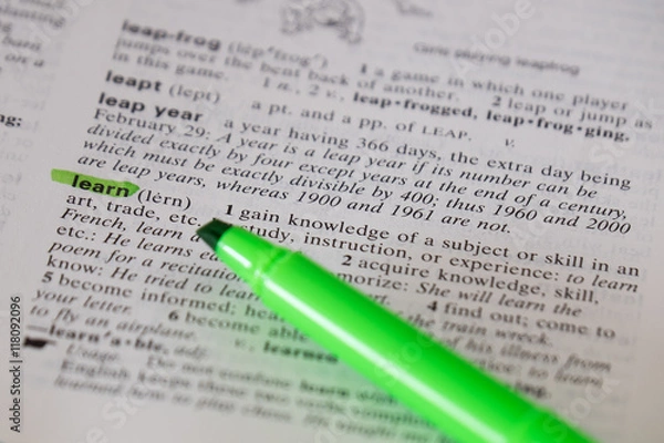 Fototapeta Learn defined in a dictionary