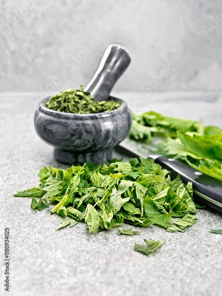 Obraz Nettle fresh cut on granite