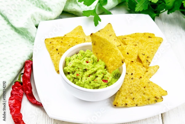 Obraz Guacamole in bowl on table