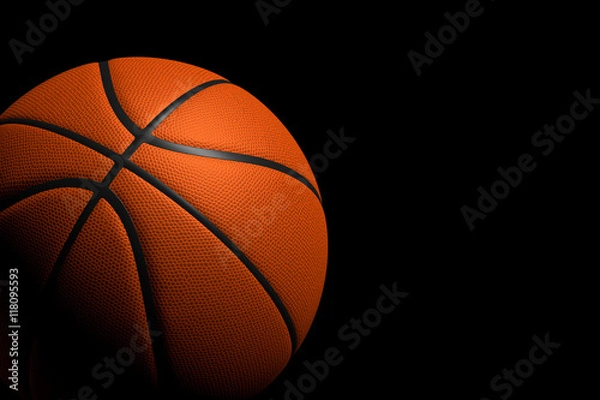 Obraz Basketball Ball on Black Background, 3D Rendering