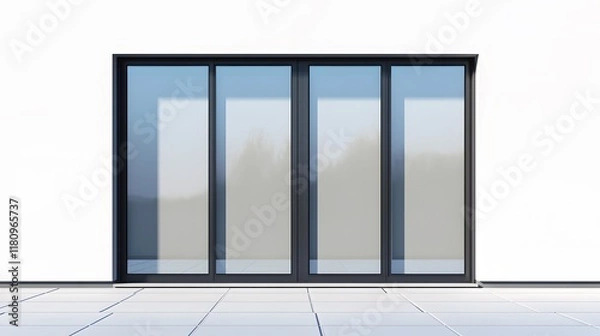 Fototapeta A modern sliding window with sleek lines and large glass panes.
