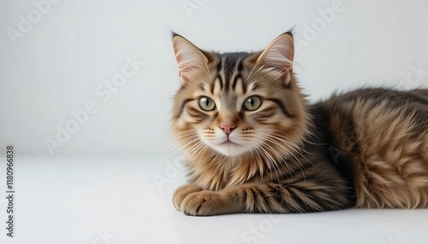 Obraz A Lovely Longhaired Tabby Cat Poses Gracefully