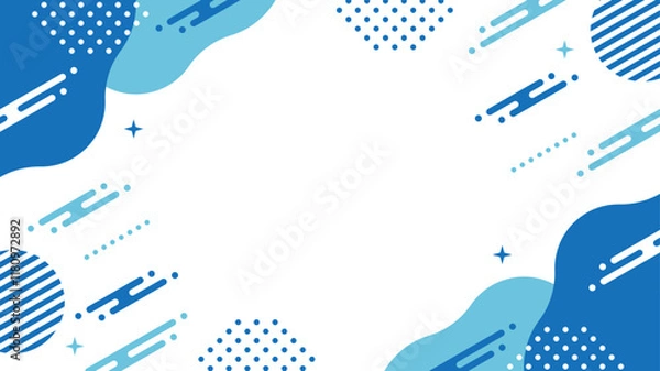 Fototapeta 抽象的 幾何学 青 水色 爽やか フレーム 斜め シェイプ 水玉 キラキラ