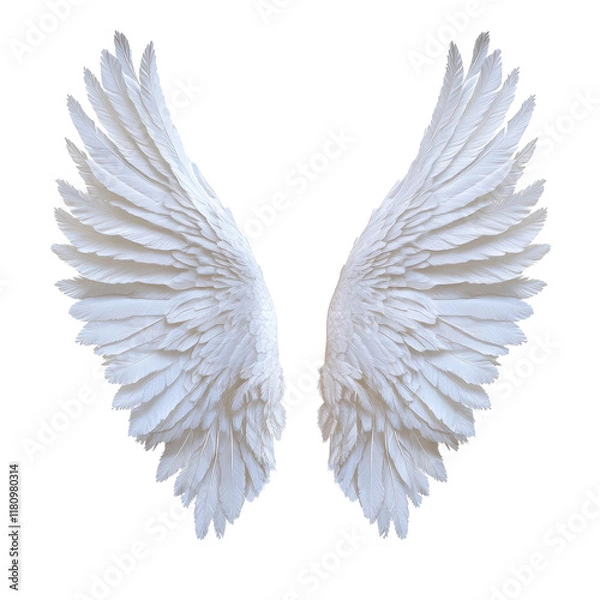 Fototapeta Elegant white wings symbolizing freedom. transparent background