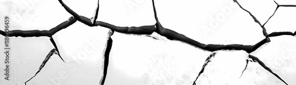 Fototapeta Large cracks on transparent background.