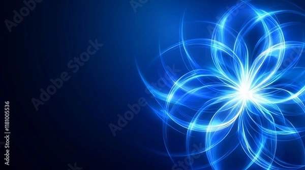 Fototapeta Abstract Blue Glowing Floral Design Illustration